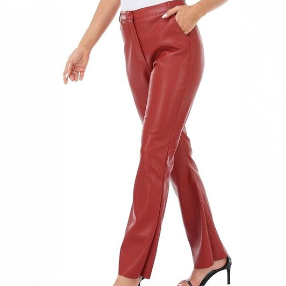 NWOT Red Faux Leather Pants Size Large 10-12 - Picture 4 of 10